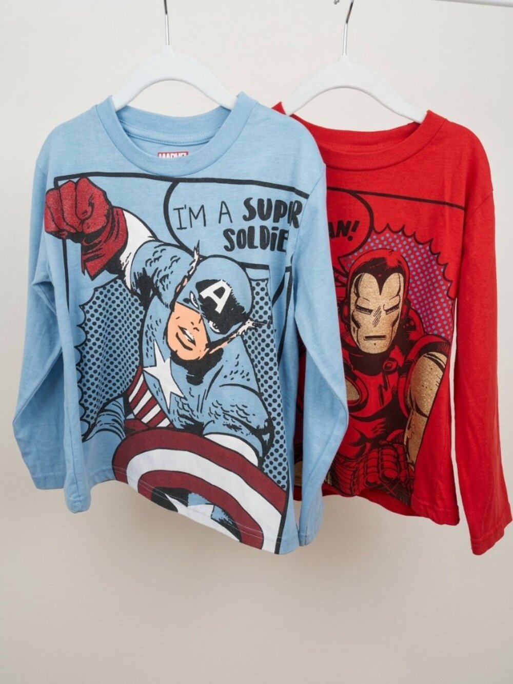Marvel Boys Captain America & Iron Man Long Sleeve Shirts 2-Pack Size 5T